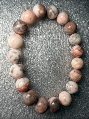 Beautiful 10MM Pink Zebra Jasper Natural Crystal Bracelet